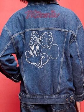 OLD NAVY x DISNEY Oversized Minnie Mouse Jean Trucker Jacket Embroidered XL